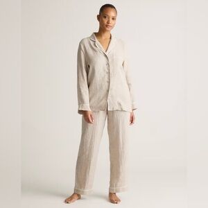 Quince 100% European Linen - Long Sleeve Pajama Set with Piping SIZE XS